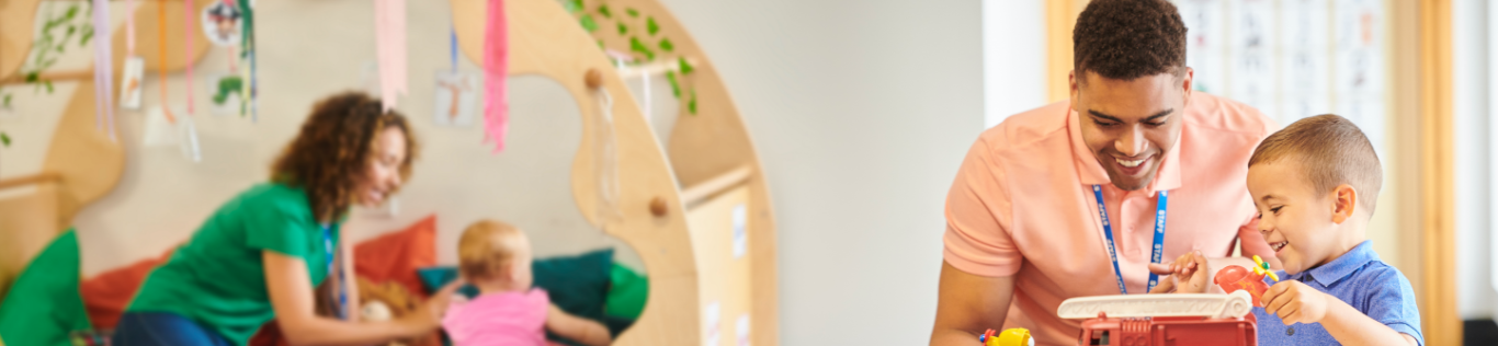 Adult and child in a caregiving setting