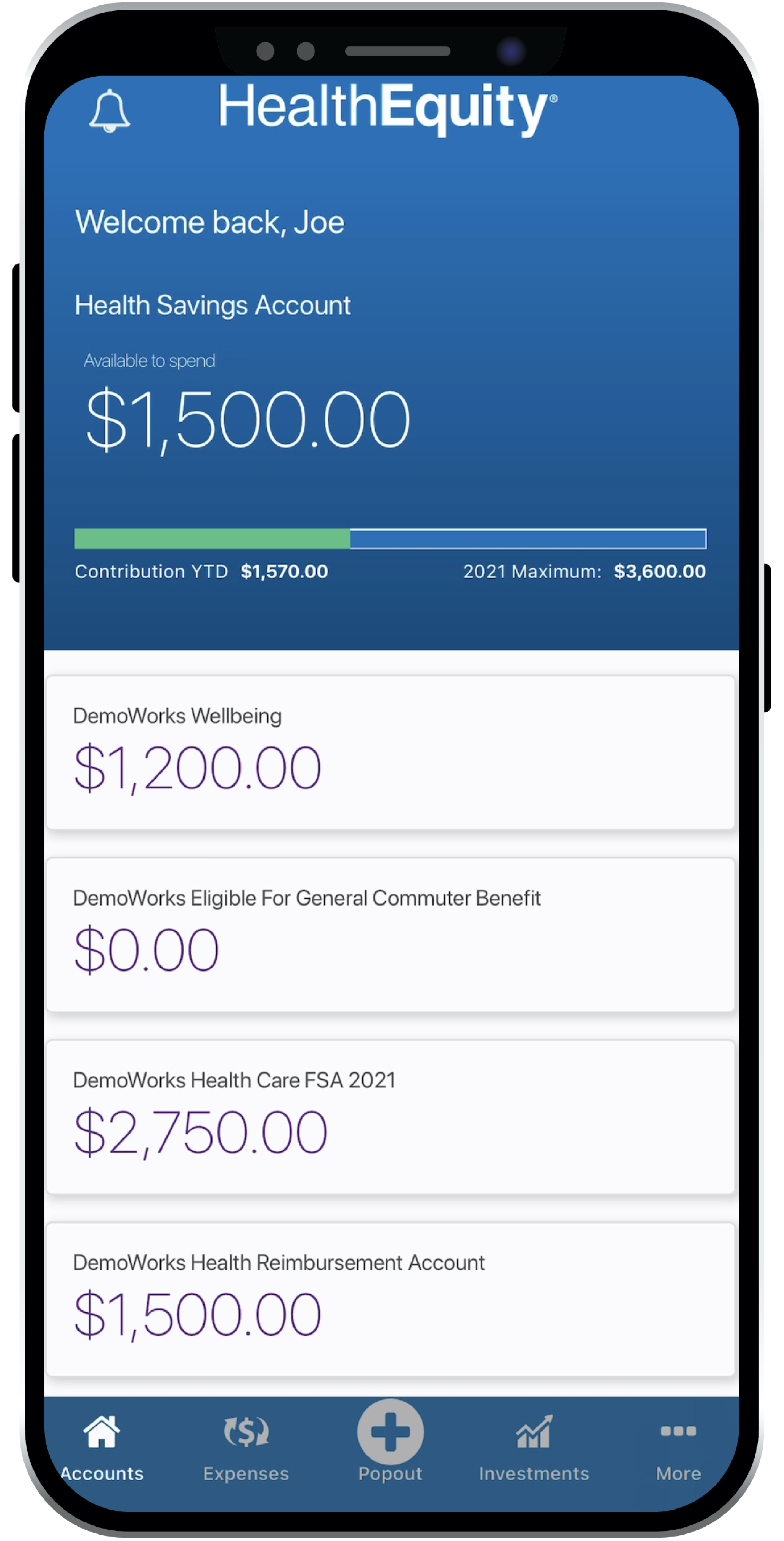HealthEquity mobile app screen