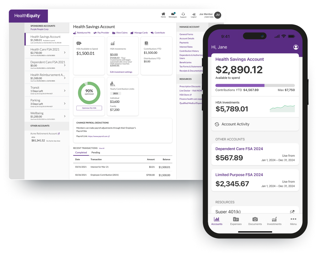 HSA single-view dashboard preview